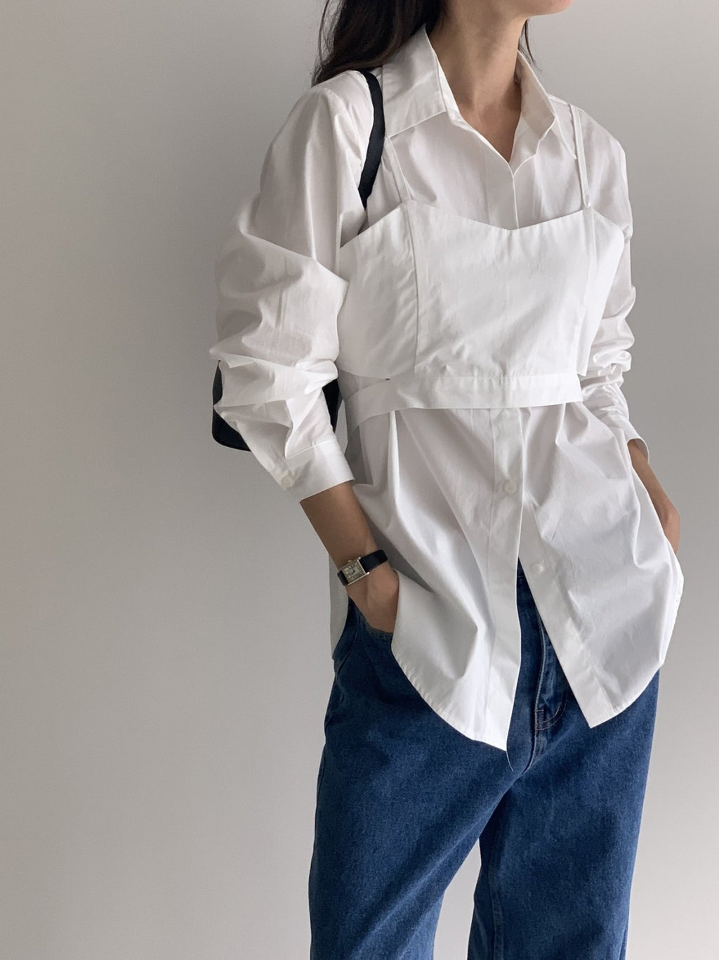 Completo due pezzi con bustier e blusa