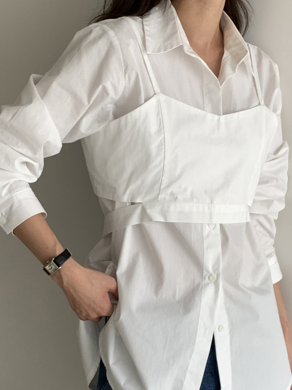 Completo due pezzi con bustier e blusa