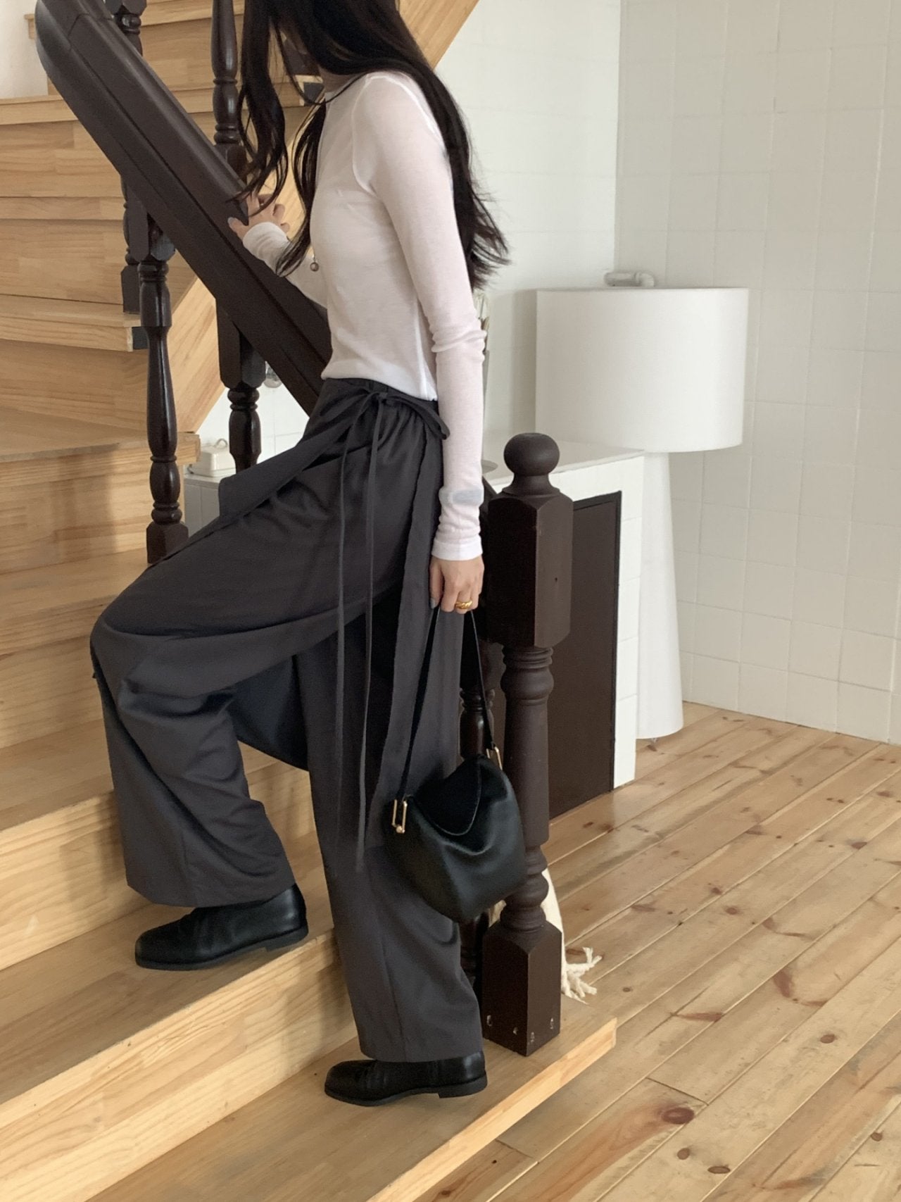 Lowell Skirt-Overlay Wide Leg Trousers — Layered Look