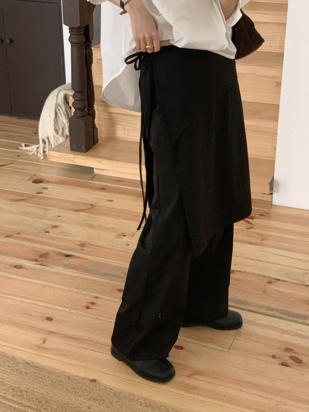 Lowell Skirt-Overlay Wide Leg Trousers — Layered Look