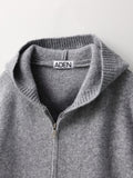 Giacca in maglia con cappuccio e cerniera in misto lana — 4 colori