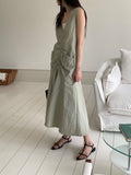 Vestito intero in nylon con tasche arricciate