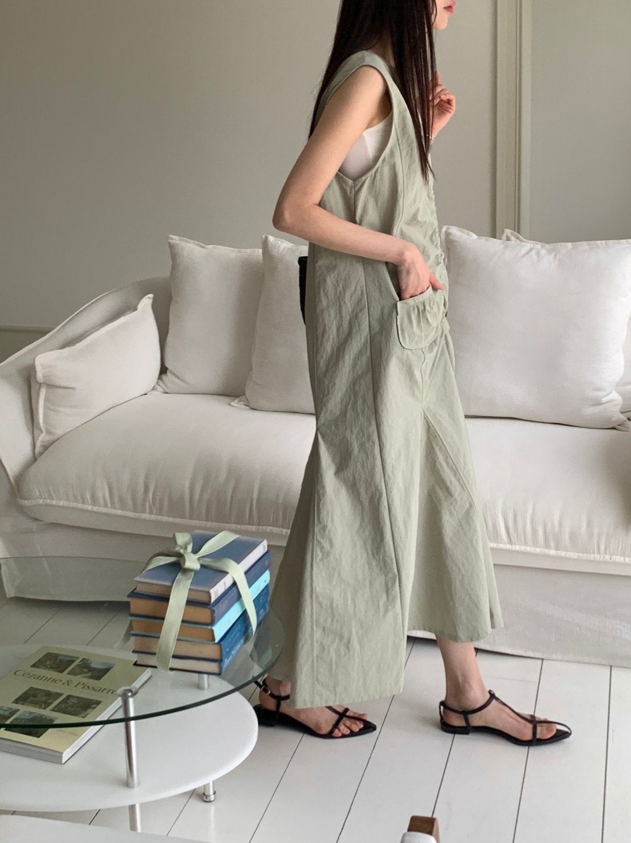 Rüschentaschen-Nylon-Einteiler Kleid
