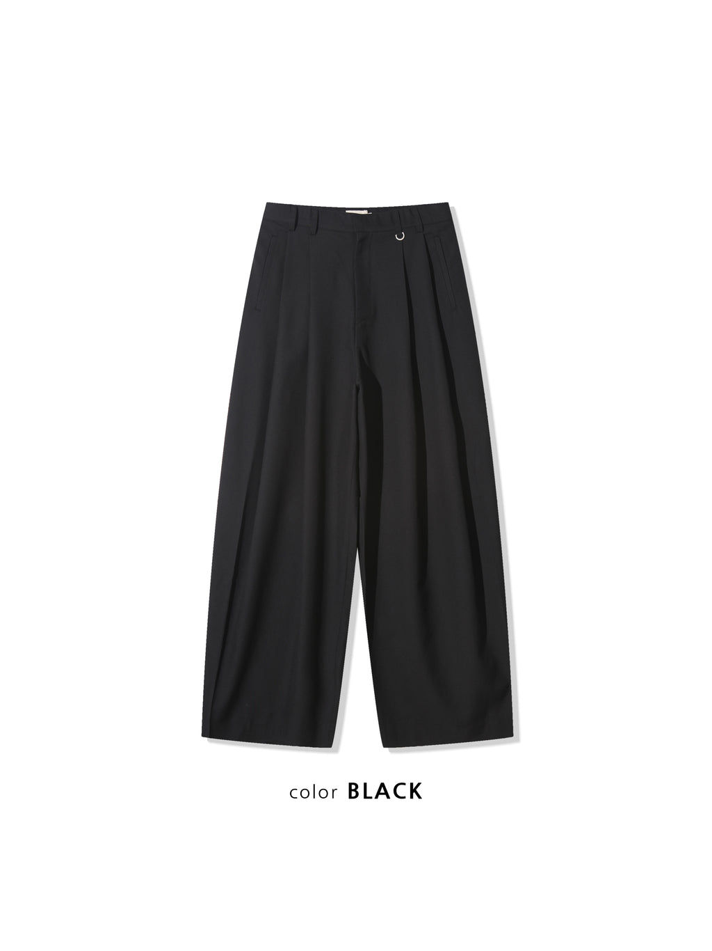 Act double pleat wide leg slacks in Charcoal, hem close-up