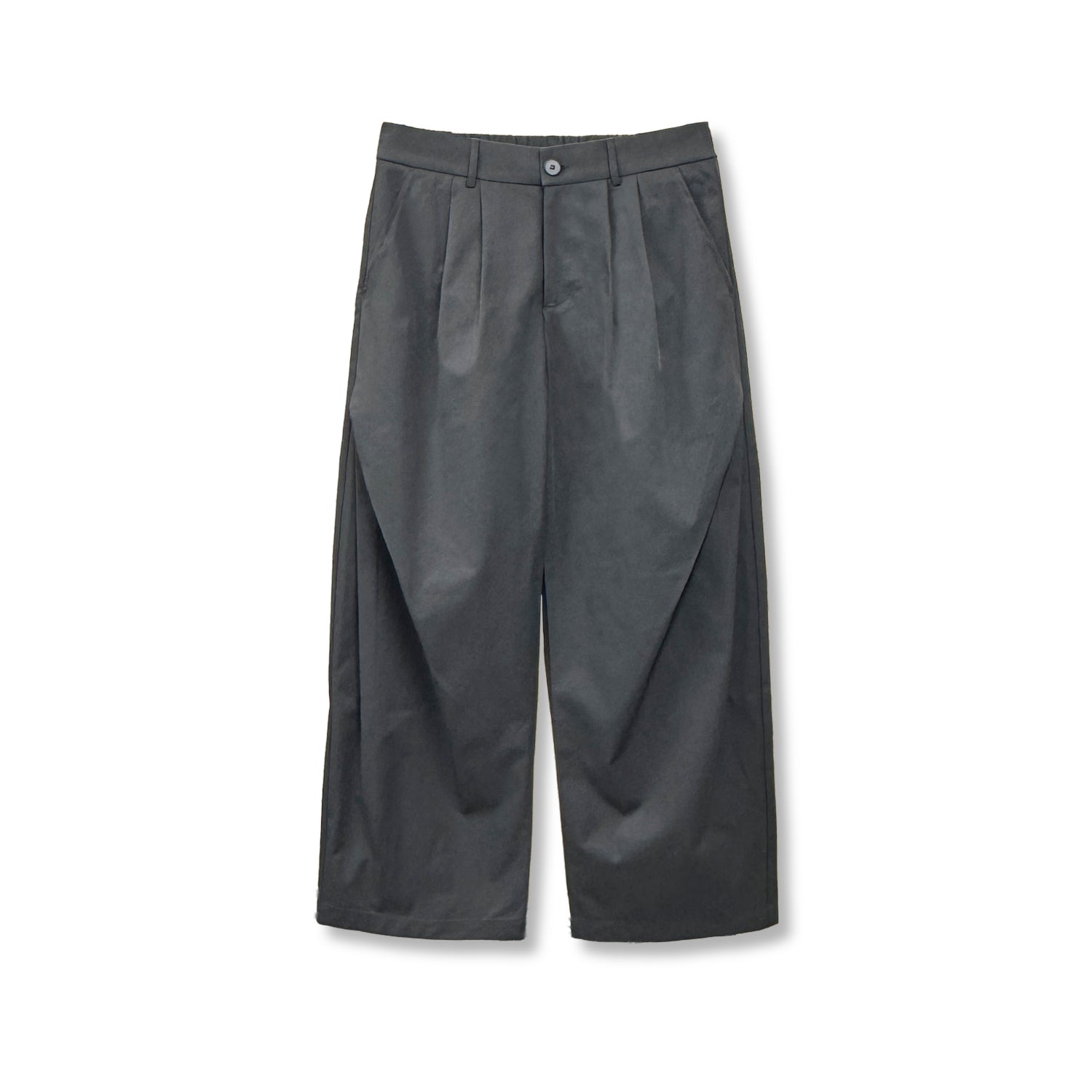 Gumi cross tuck wide leg pants in Brown, cross tuck dart detail close-up