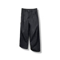 Gumi cross tuck wide leg pants, fabric texture close-up — Black