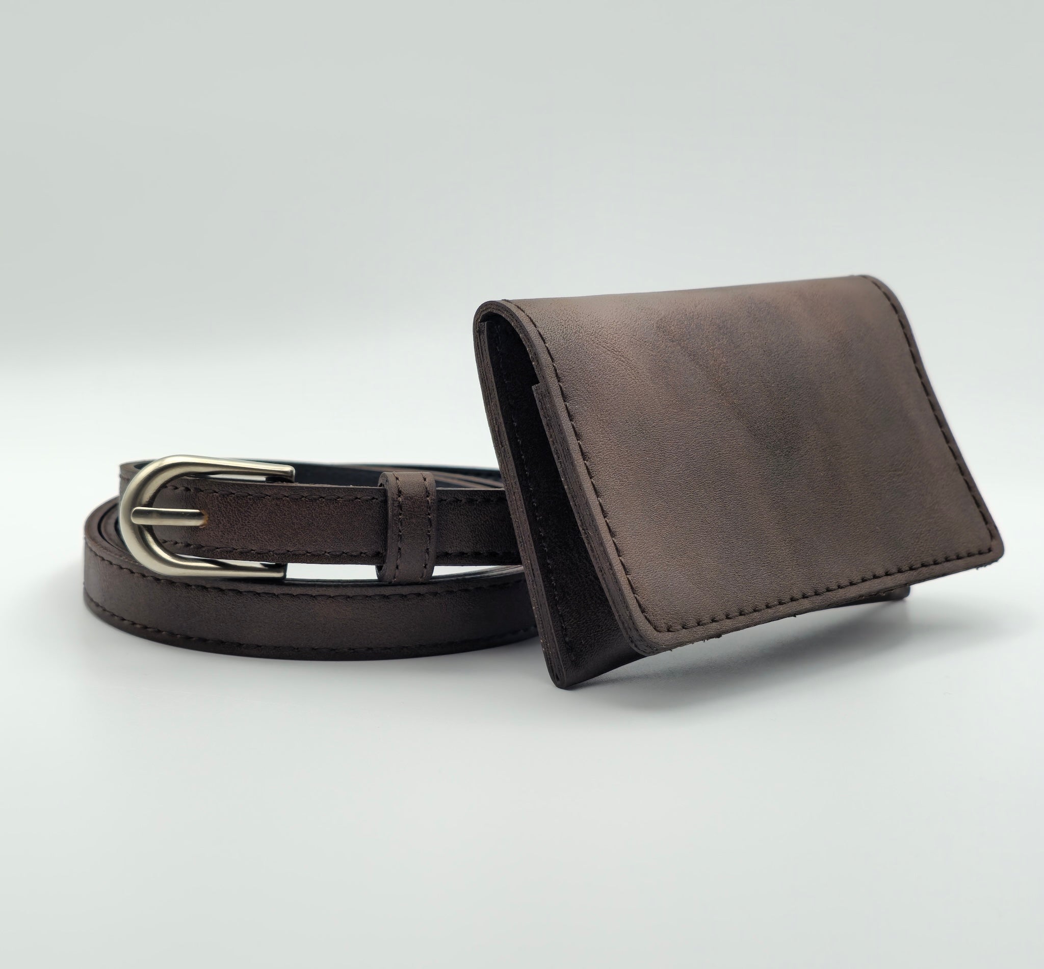 Leatherline Faux Leather Belt Bag Set with Flap Pouch—
