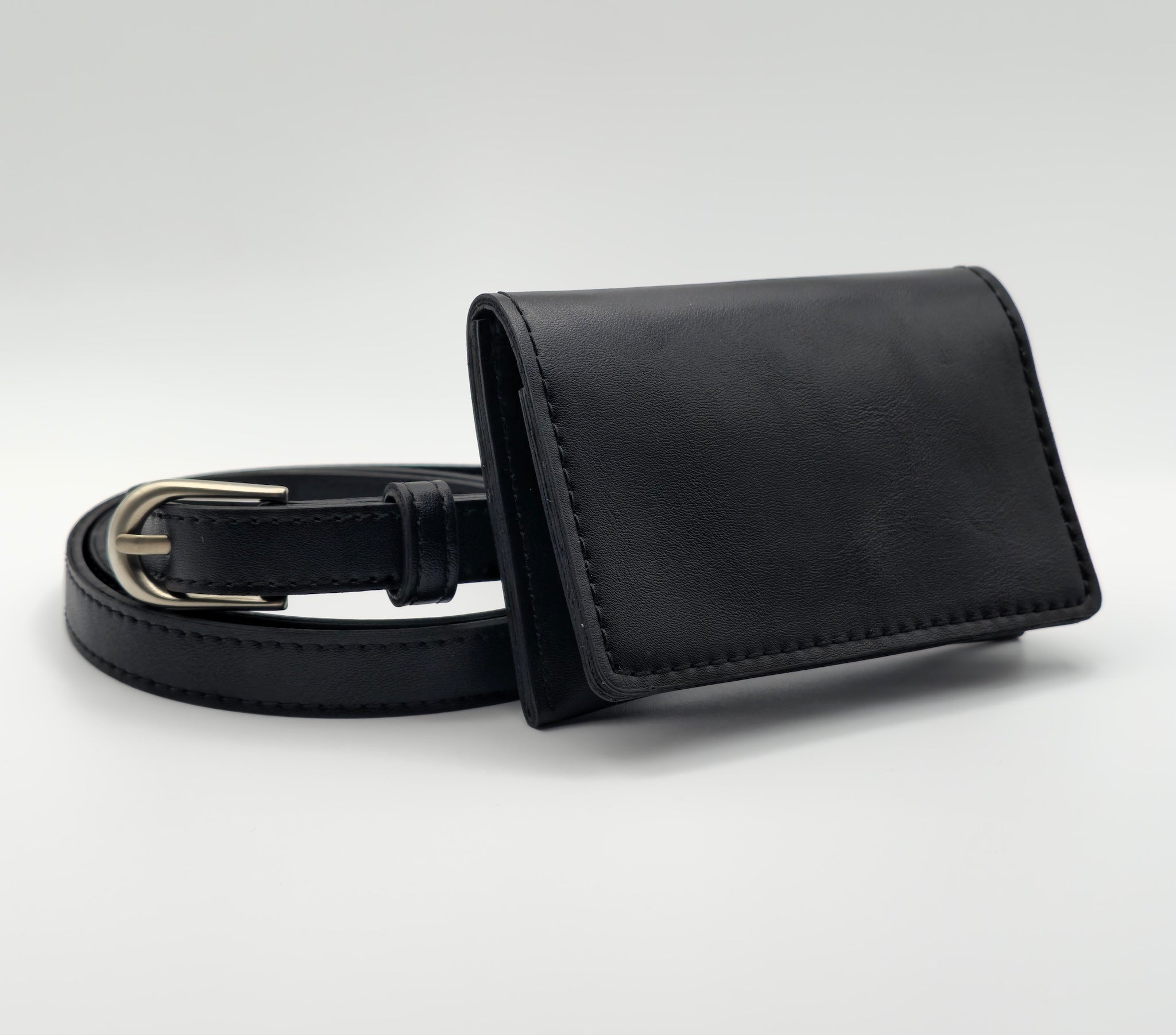 Leatherline Faux Leather Belt Bag Set with Flap Pouch—
