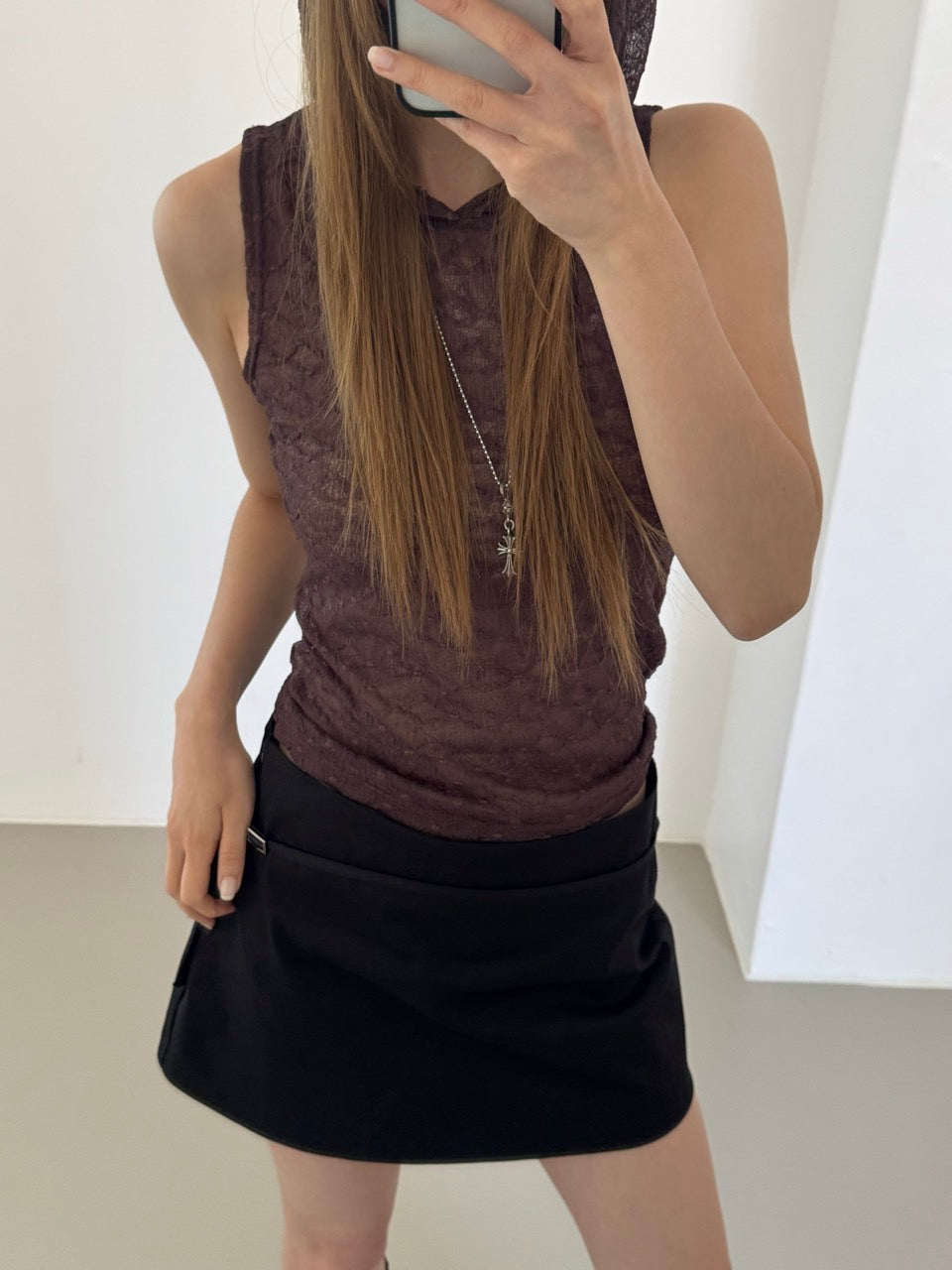 (2Pack) Vivid Lace Hooded Tank Top