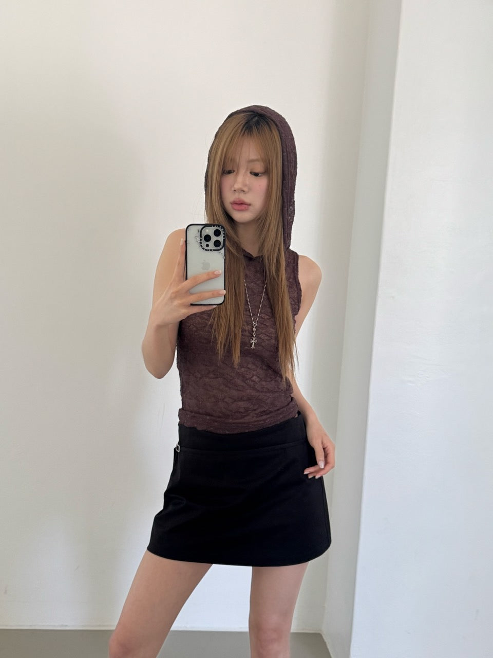 (2Pack) Vivid Lace Hooded Tank Top