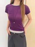 (2Pack) Vivid Layered Crew Neck Short Sleeve T-Shirt