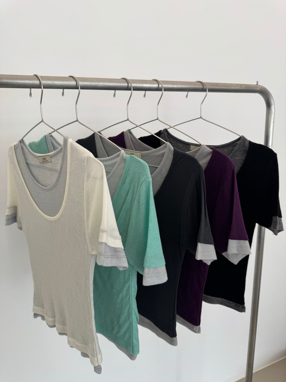 (2Pack) Vivid Layered Crew Neck Short Sleeve T-Shirt