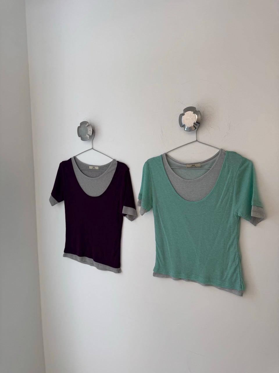 (2Pack) Vivid Layered Crew Neck Short Sleeve T-Shirt