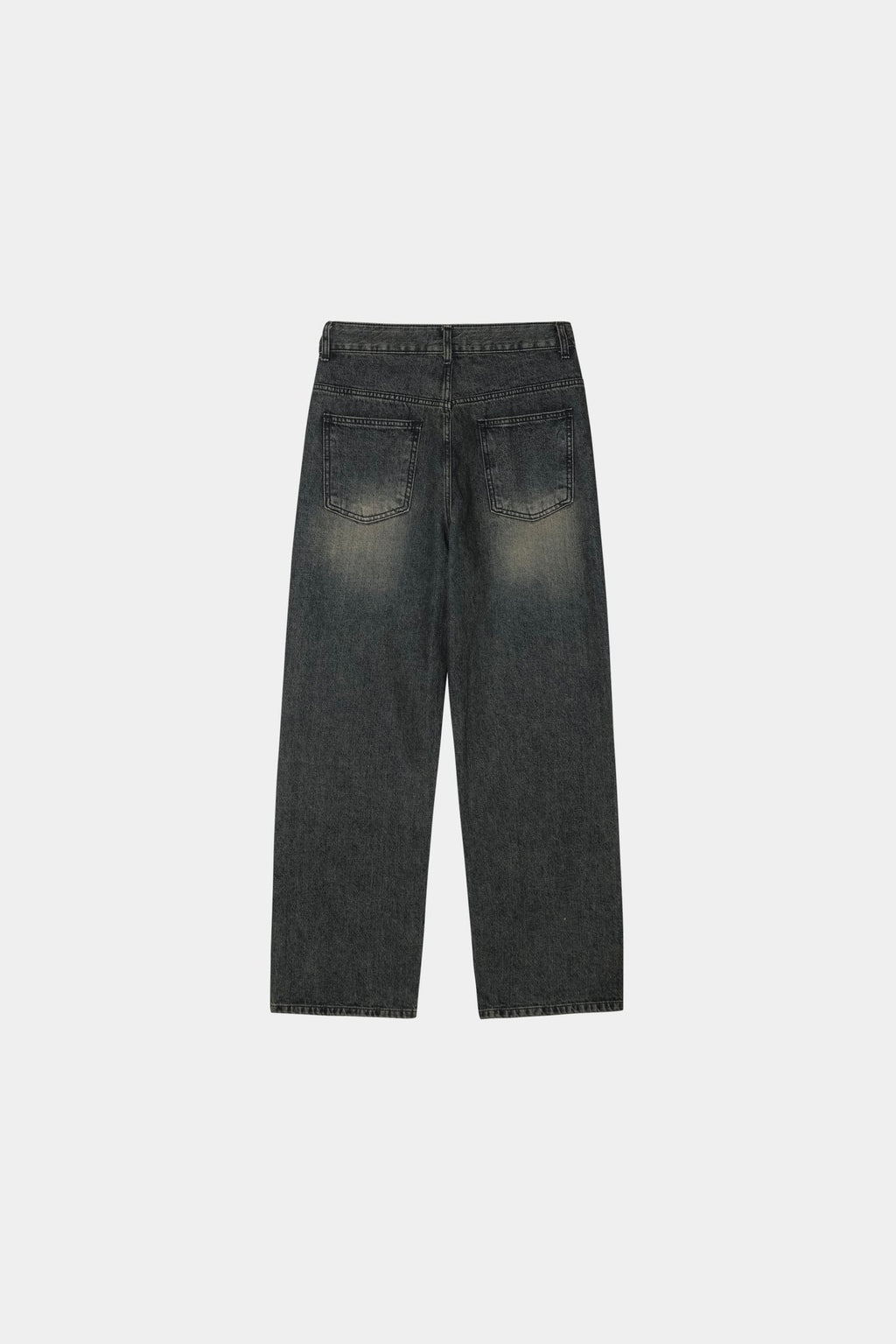 Hem and side seam detail on dark indigo 12oz slub denim jeans