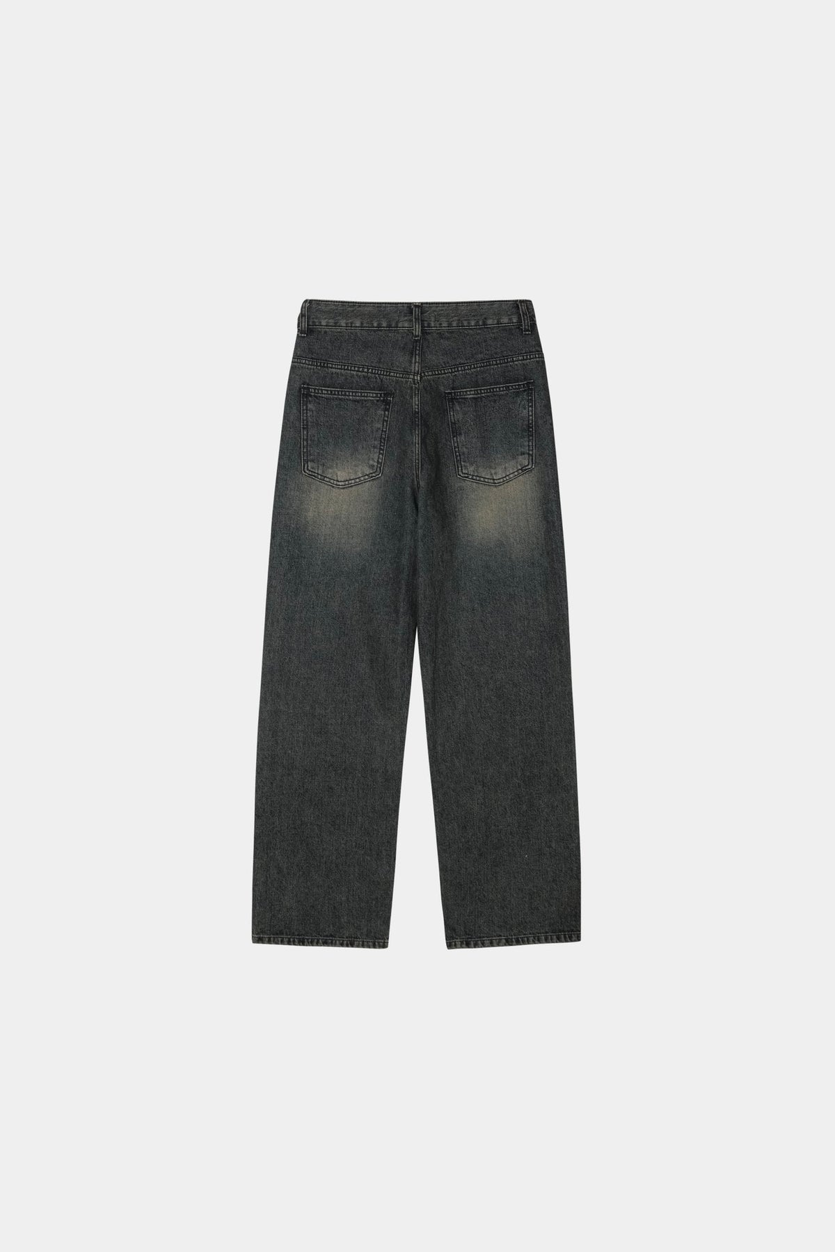 Hem and side seam detail on dark indigo 12oz slub denim jeans