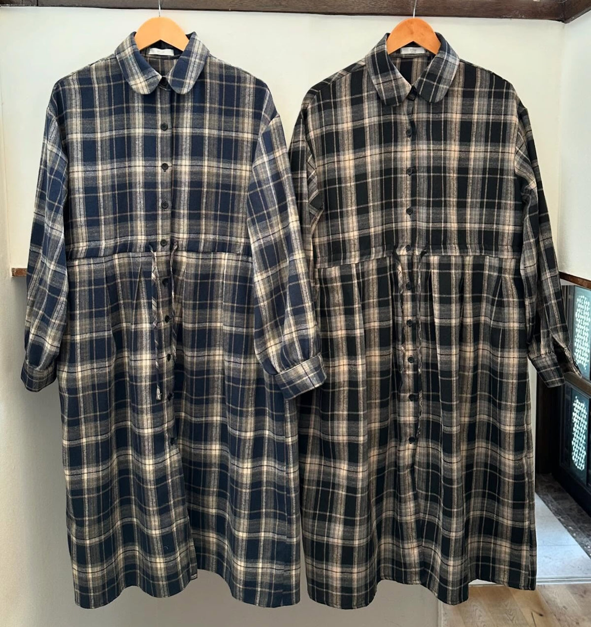 Check Plaid Maxi Shirt Dress