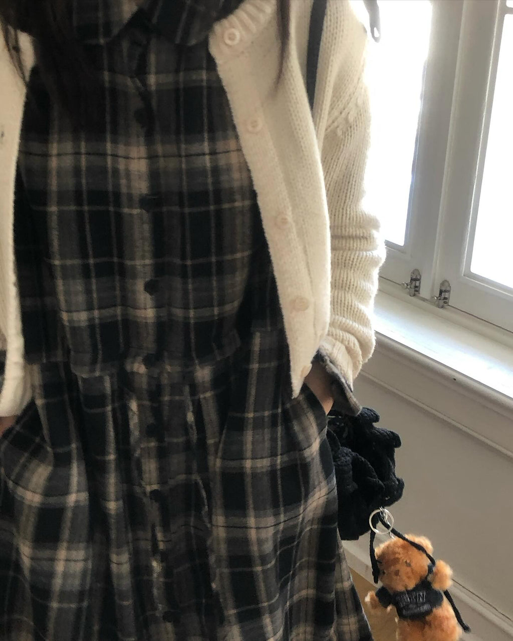 Check Plaid Maxi Shirt Dress