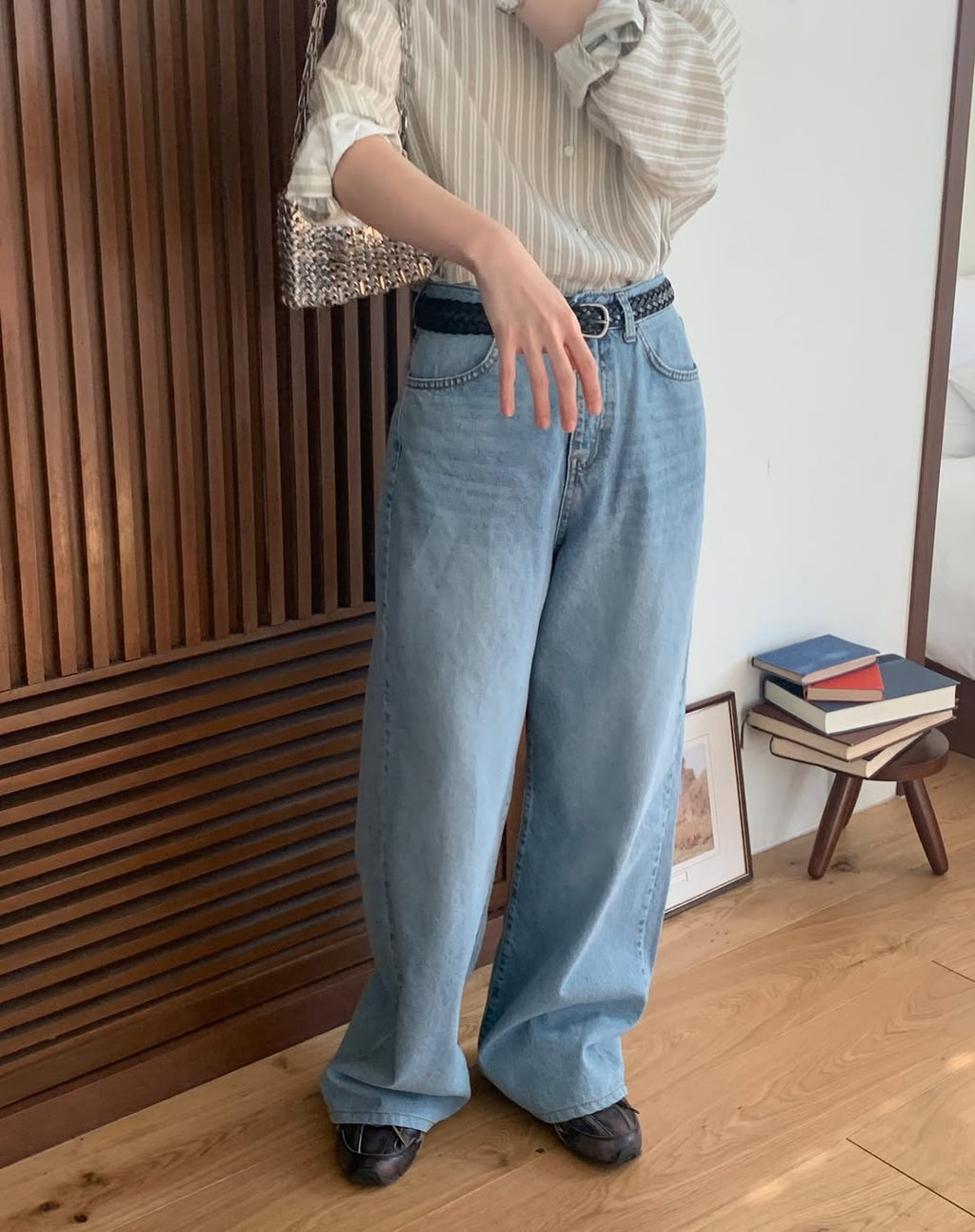 #203 Jeans chiari a gamba larga