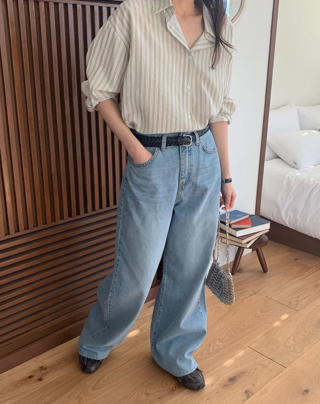 #203 Jeans chiari a gamba larga