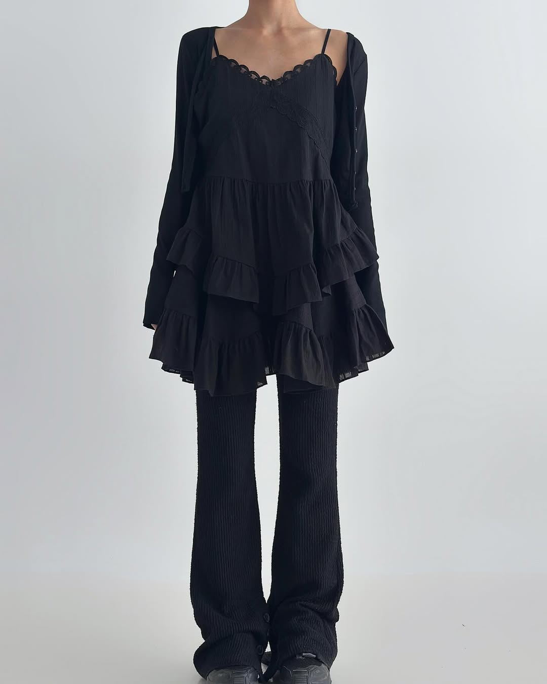 Cracker Lace-Trim Tiered Ruffle Cami Dress