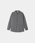 Ivory men's cotton pinstripe button-up shirt, front view