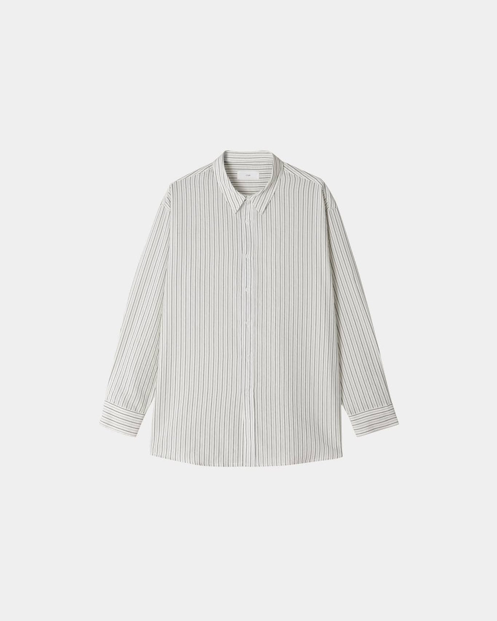 Sky blue men's cotton pinstripe button-up shirt, front view