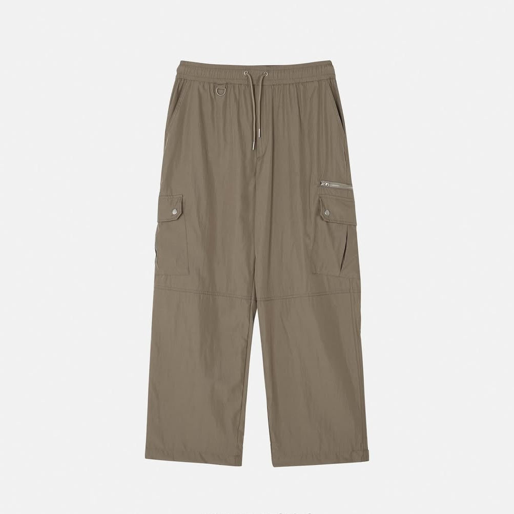 I'll Stage Nylon Cargo Wide Pants — Lightweight Drawstring