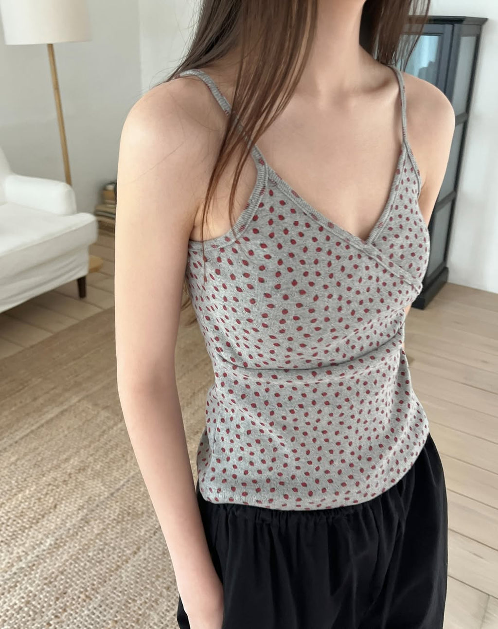 (2pack) Flatyou Strawberry Print Wrap Crop Cami — Cotton