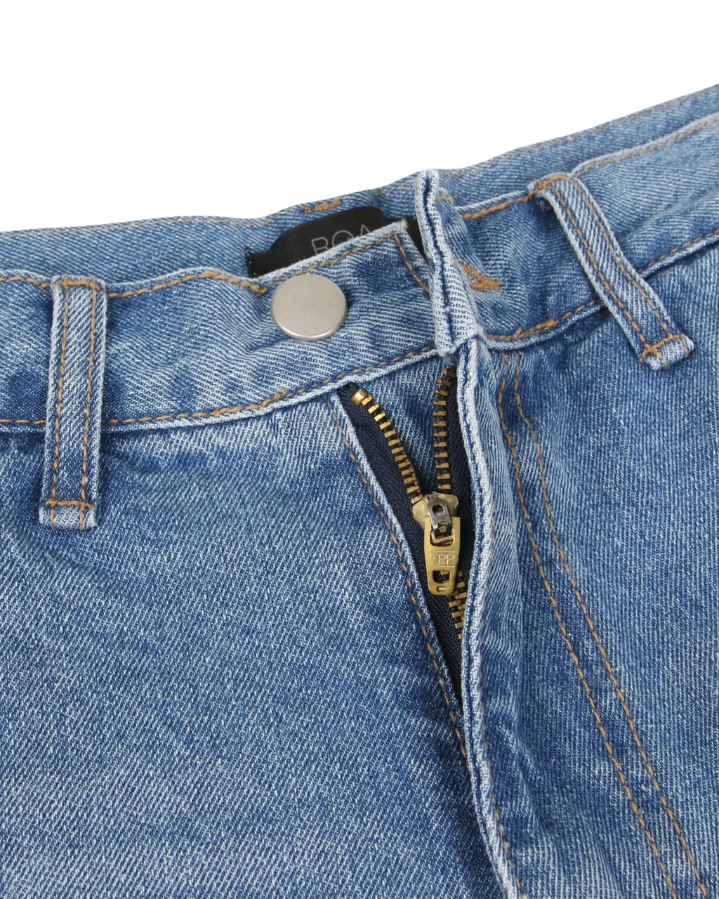 Roa frayed side panel denim shorts in Blue, Cotton 100% fabric close-up