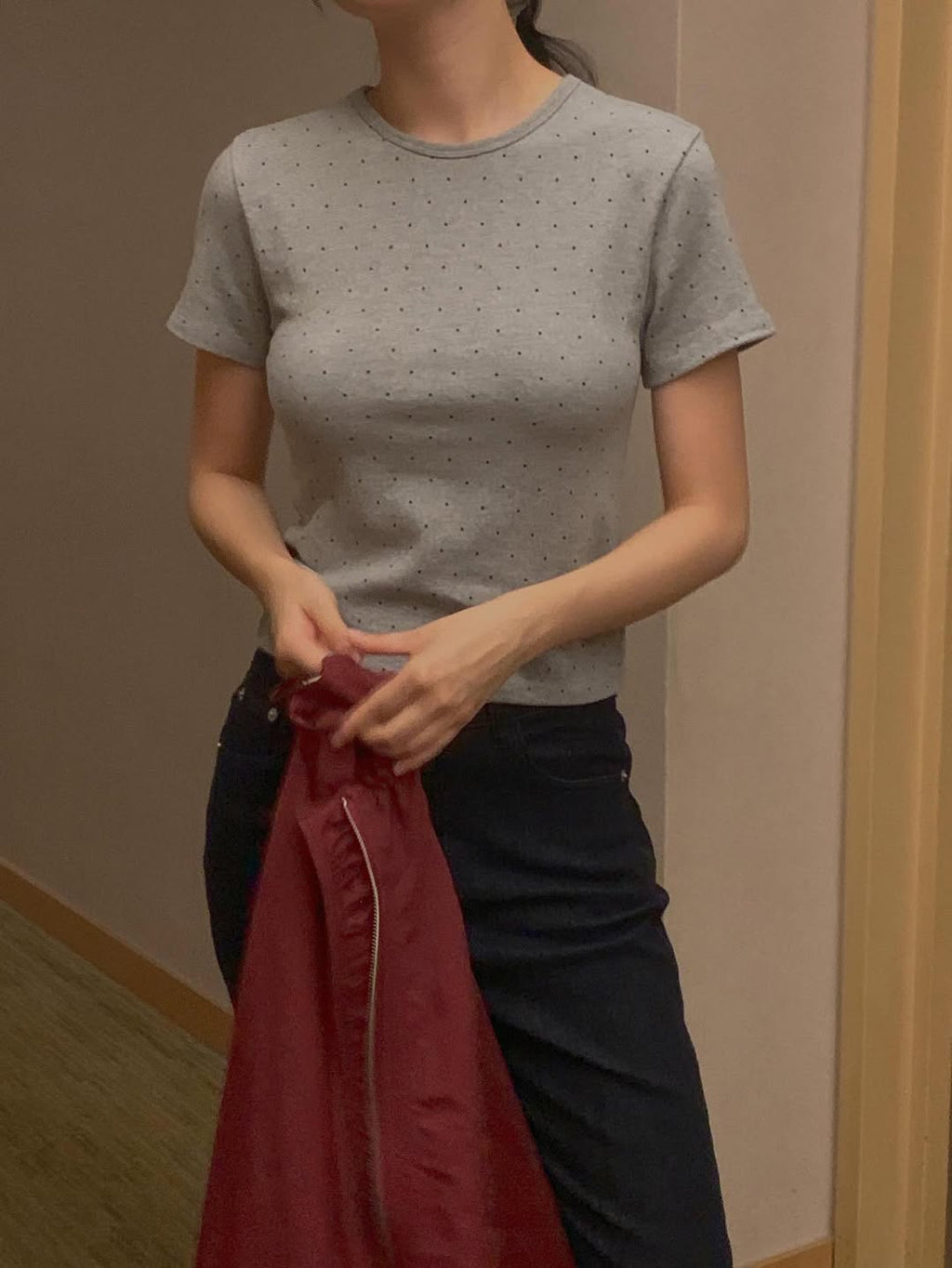 T-shirt crop a pois 1+1