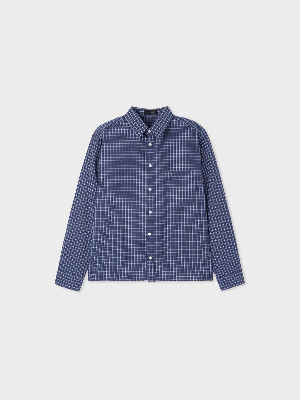 Camicia a maniche lunghe a quadri semi-corta