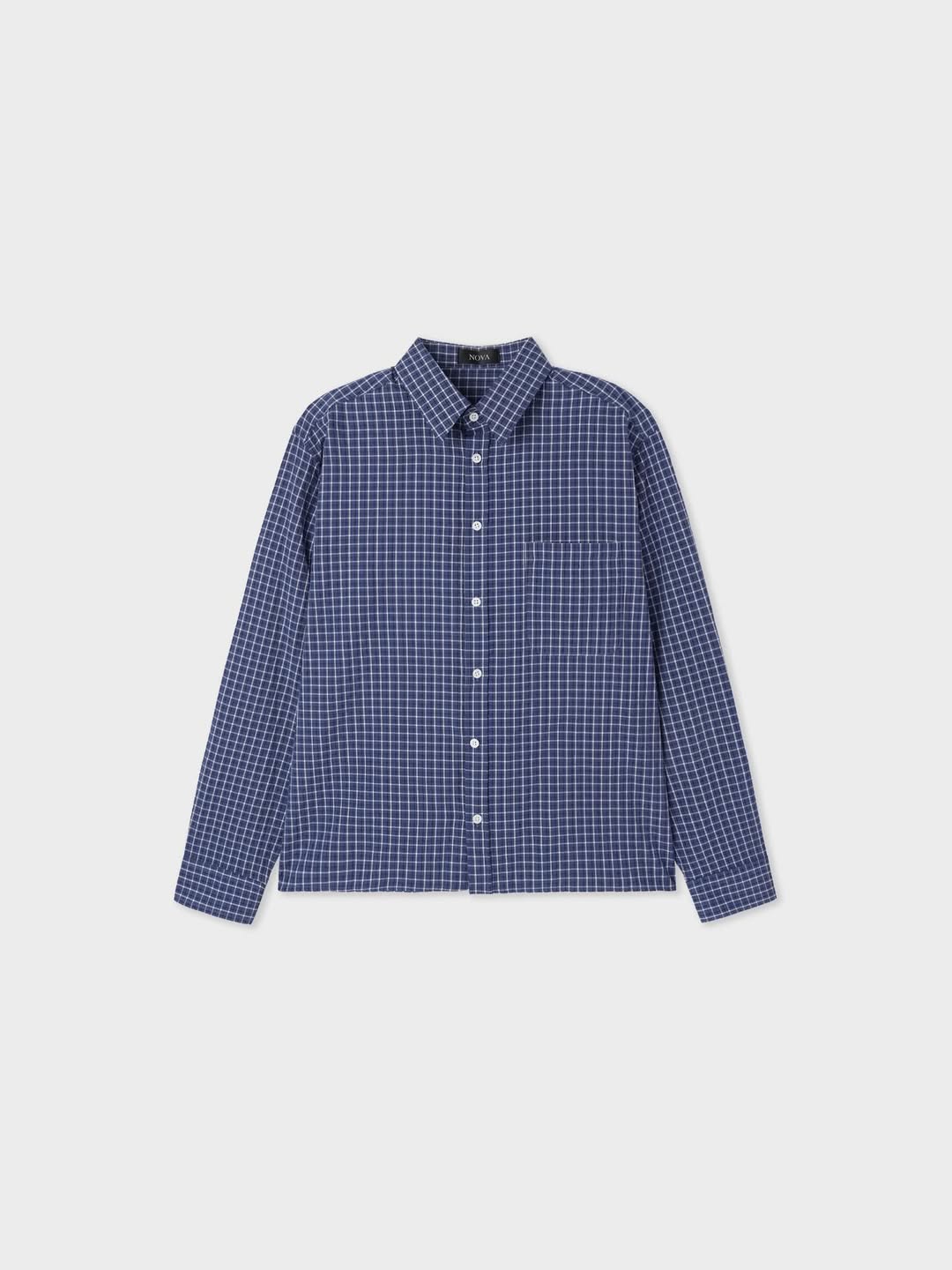 Camicia a maniche lunghe a quadri semi-corta