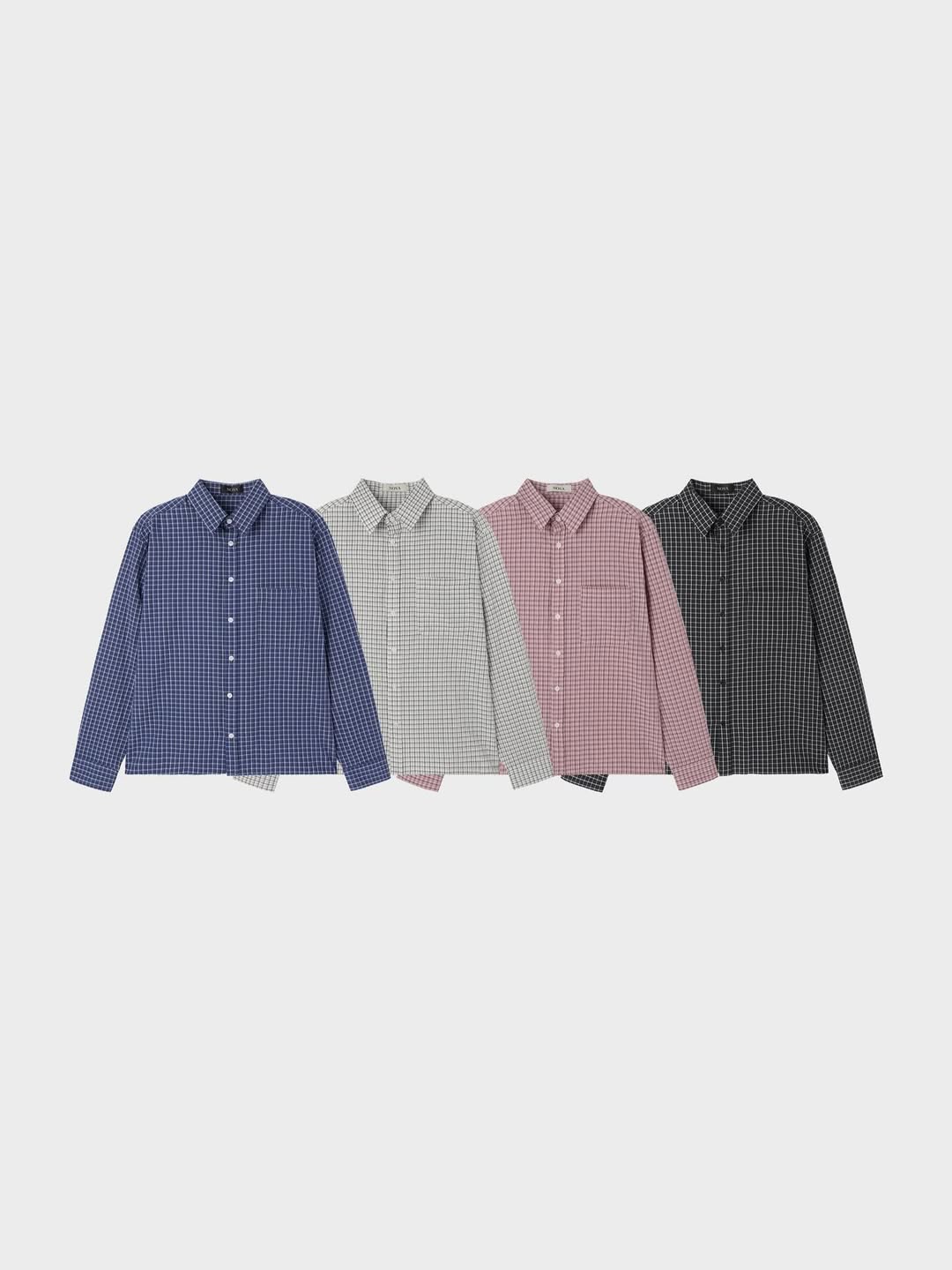 Camicia a maniche lunghe a quadri semi-corta