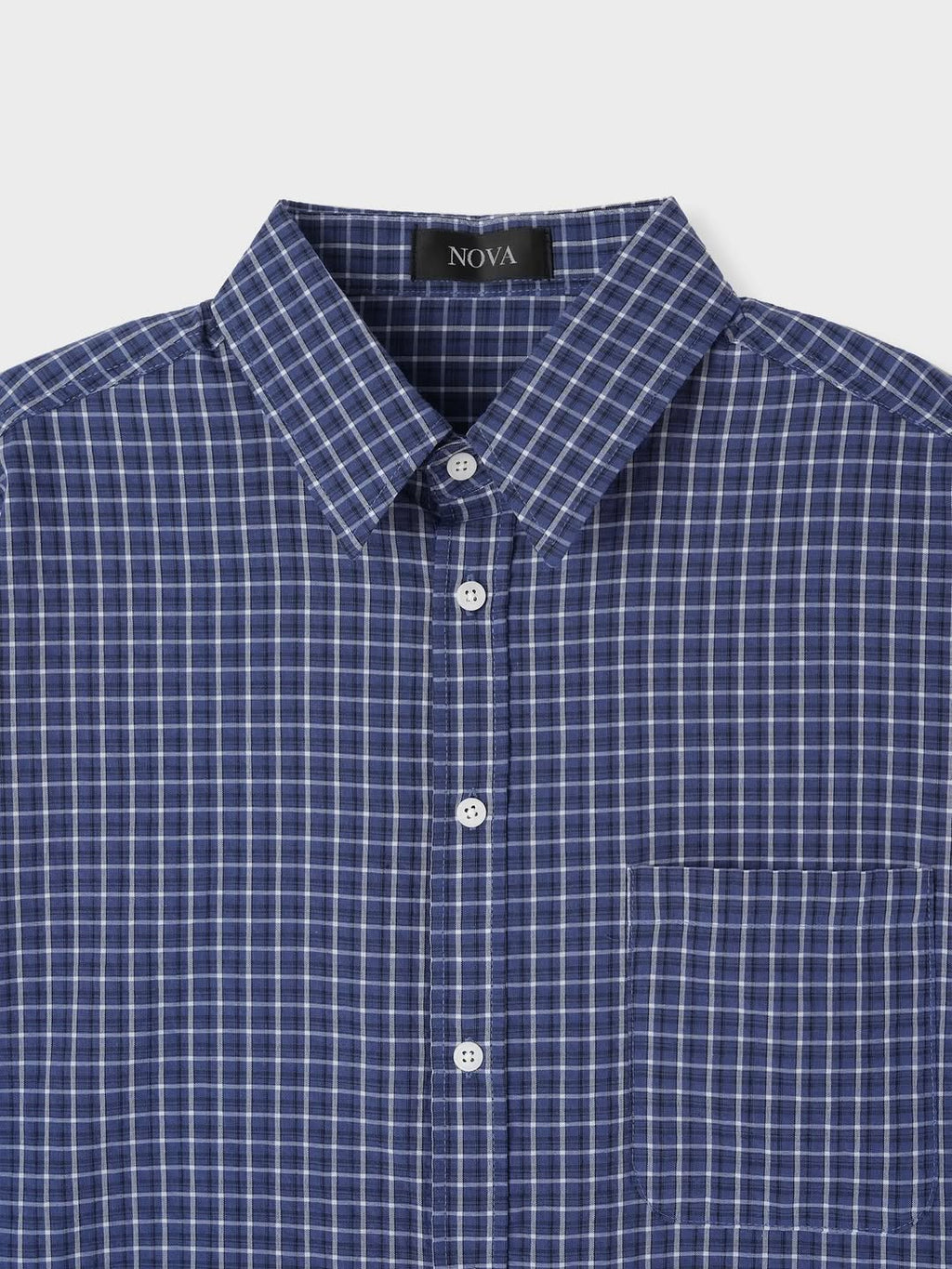 Camicia a maniche lunghe a quadri semi-corta