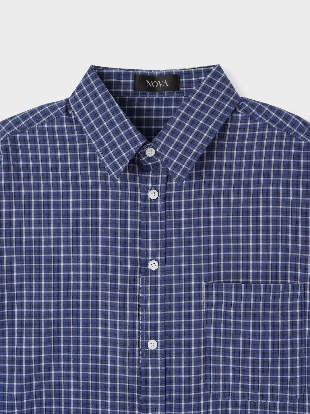 Camicia a maniche lunghe a quadri semi-corta
