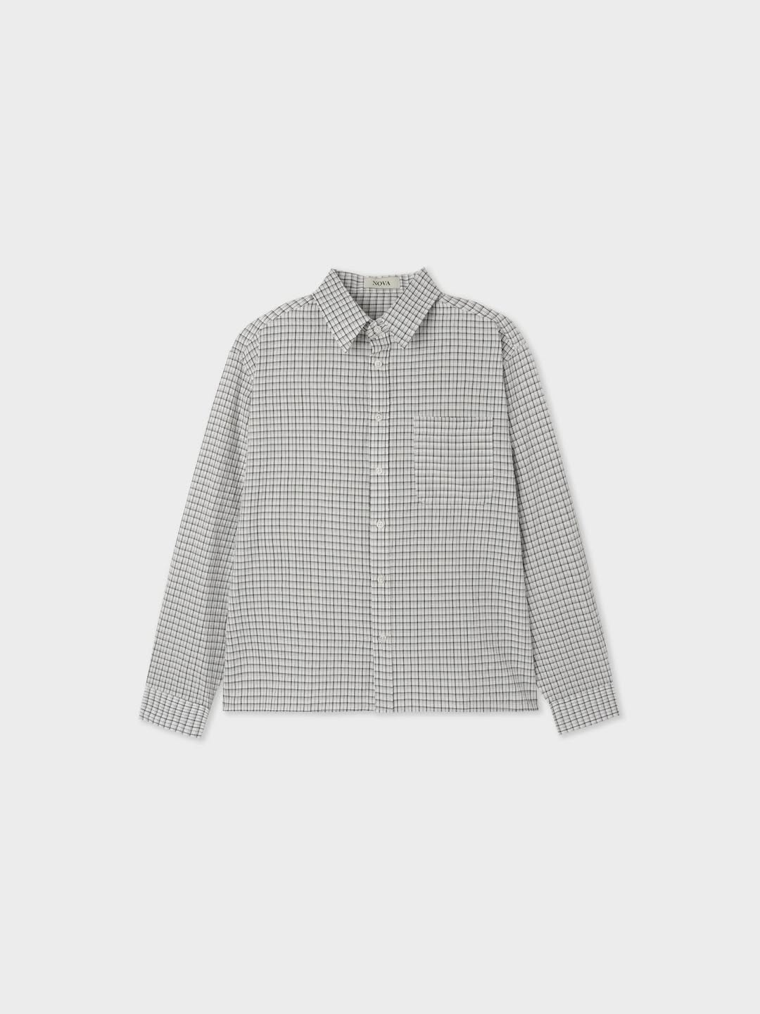 Camicia a maniche lunghe a quadri semi-corta