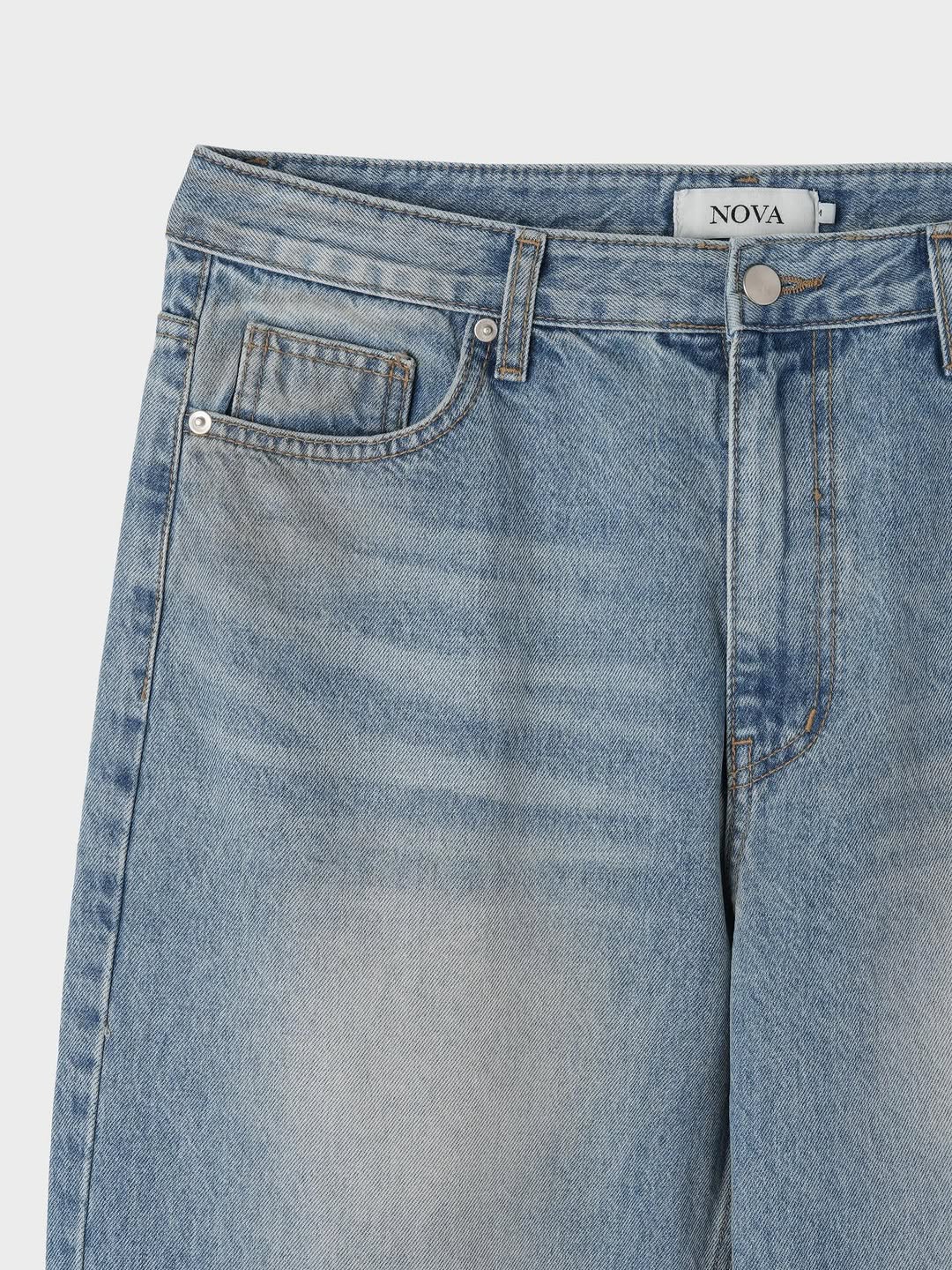 Jeans dritti effetto délavé