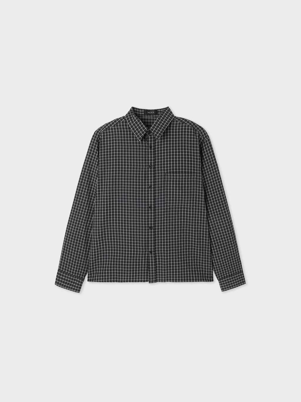 Camicia a maniche lunghe a quadri semi-corta