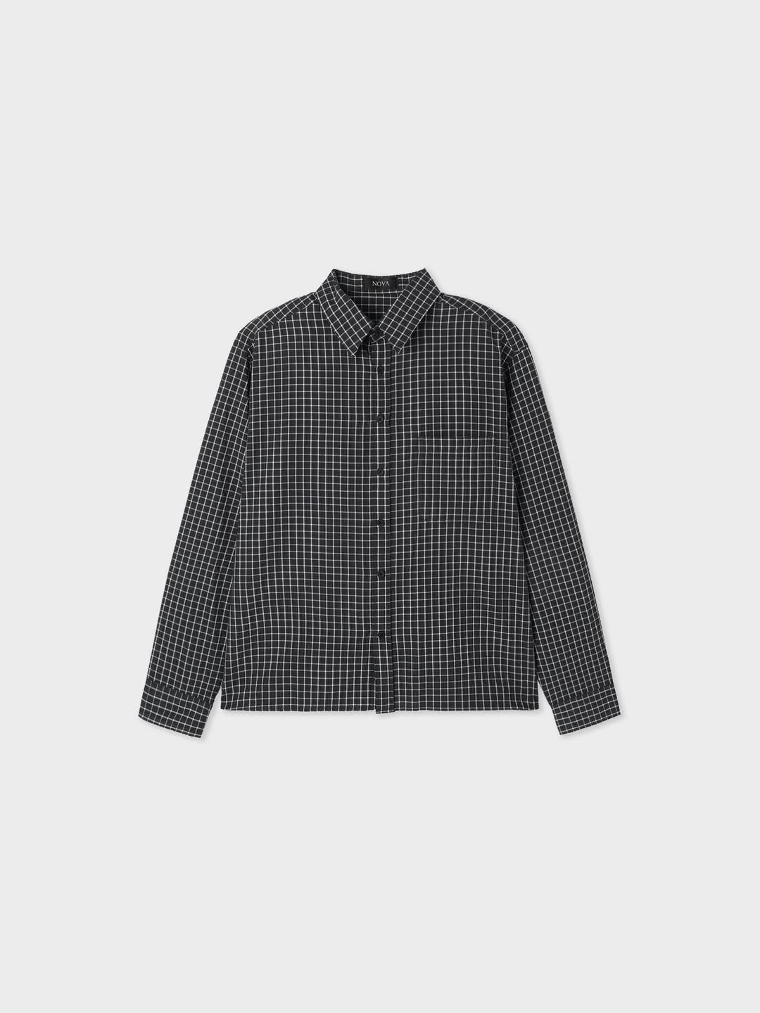 Camicia a maniche lunghe a quadri semi-corta