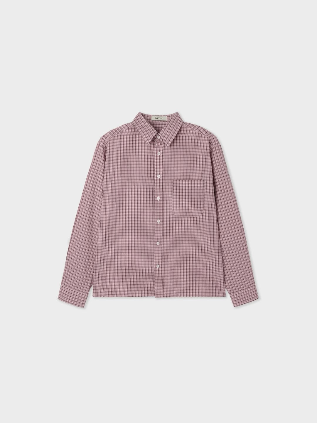 Camicia a maniche lunghe a quadri semi-corta
