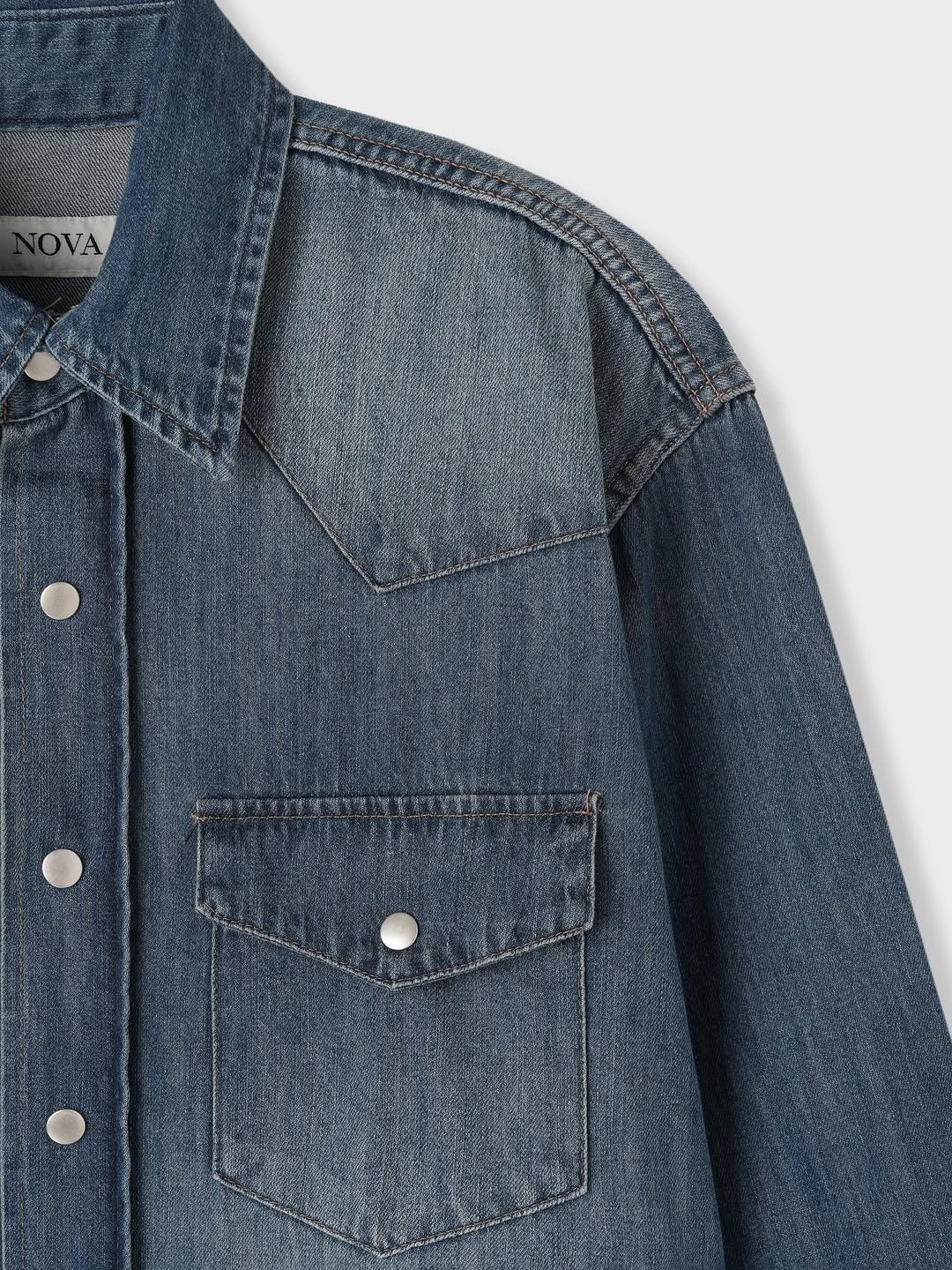 Camicia di jeans lavato modello western