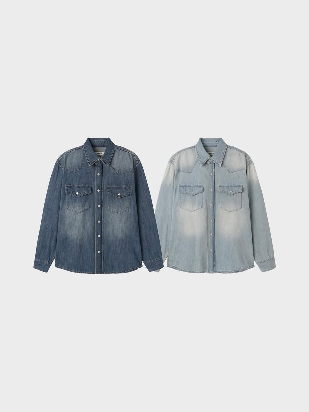 Camicia di jeans lavato modello western