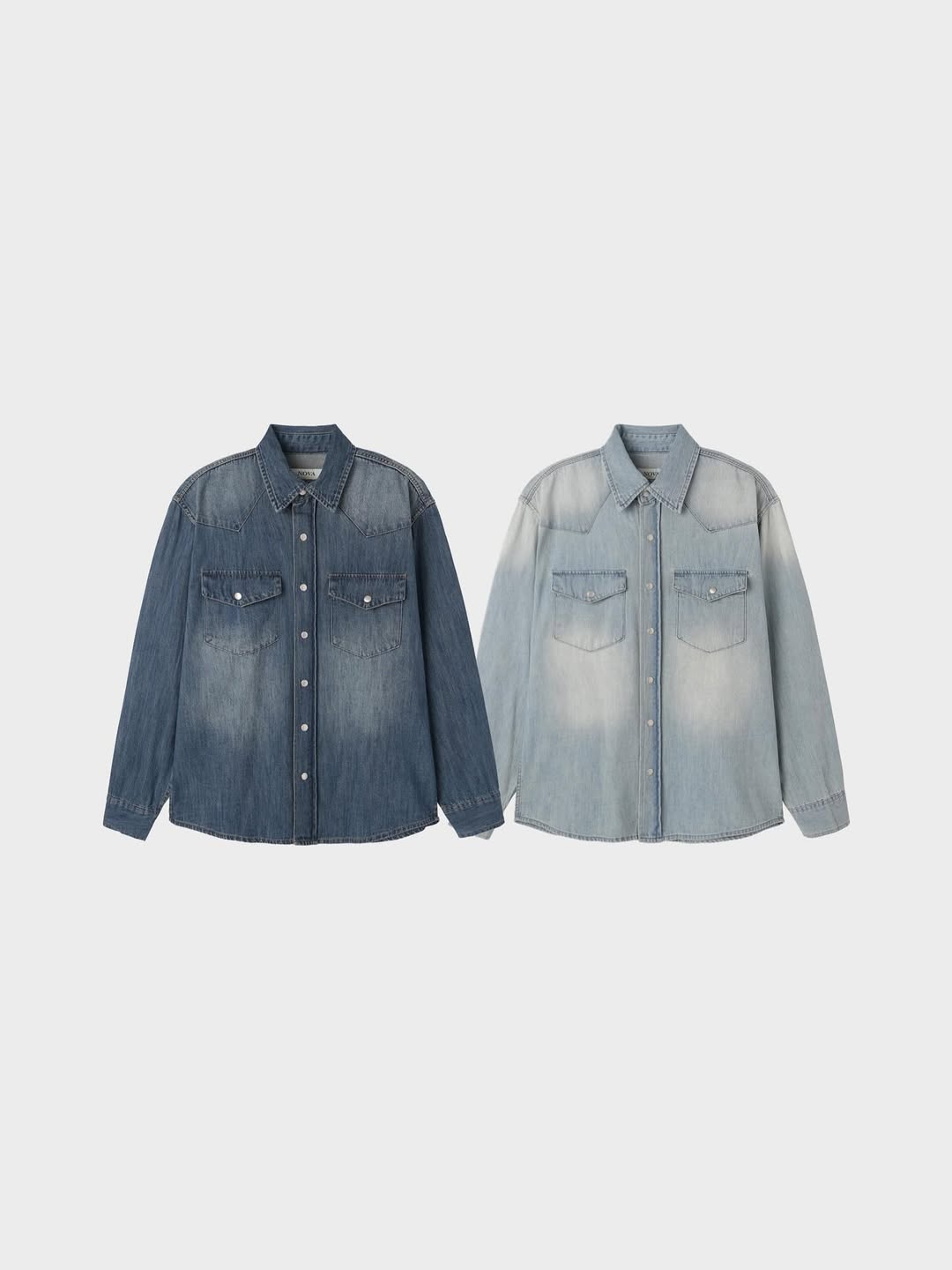 Camicia di jeans lavato modello western