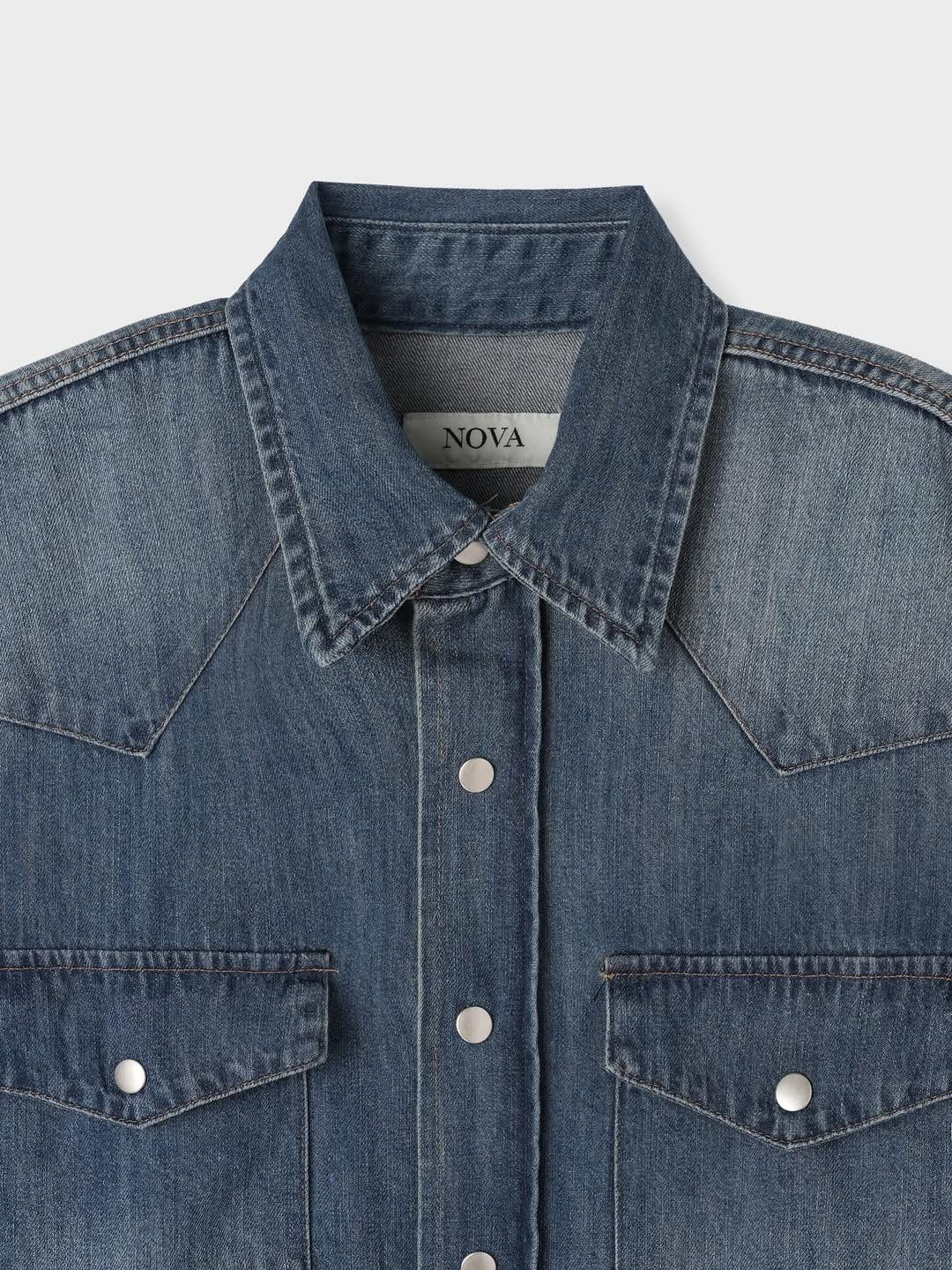 Camicia di jeans lavato modello western