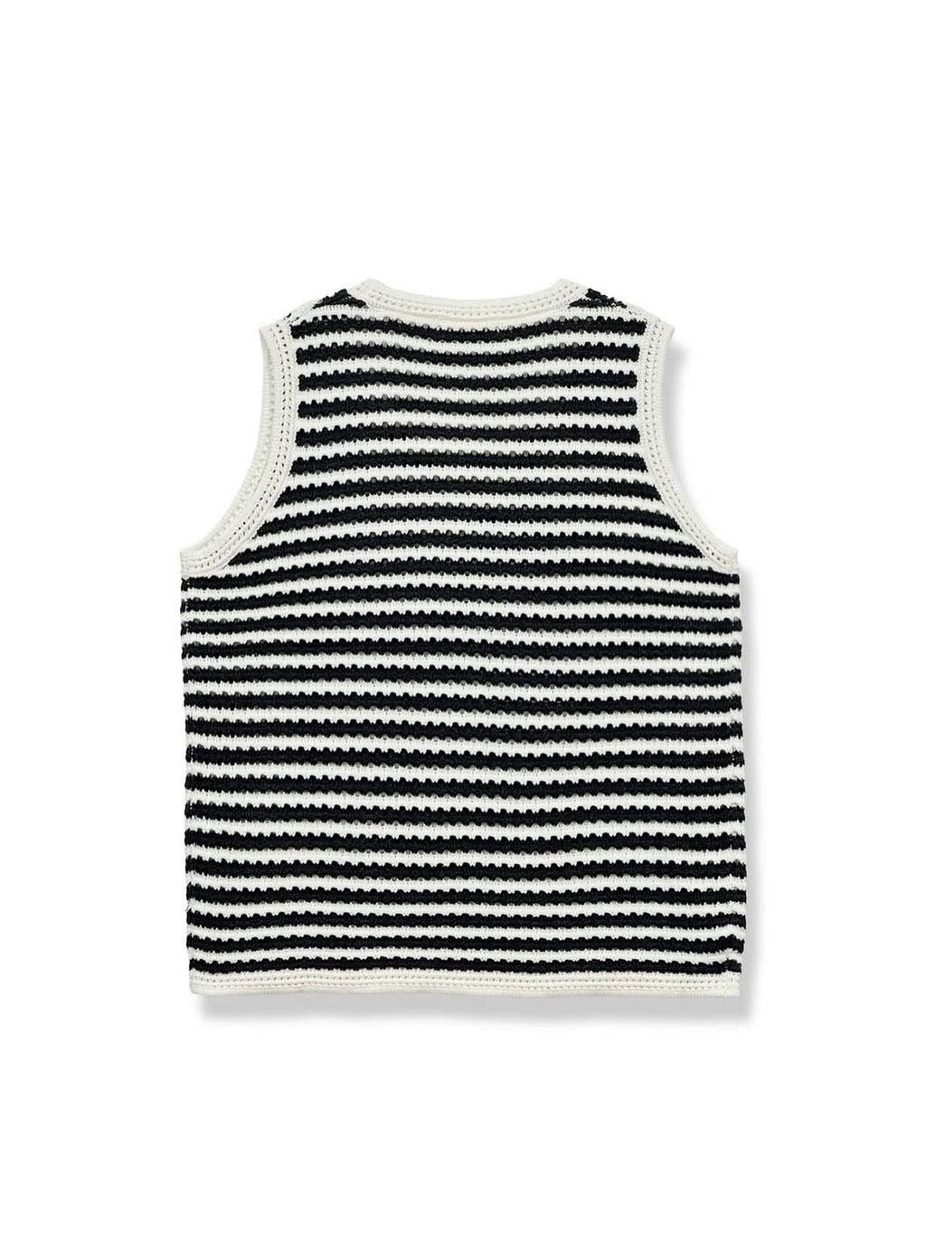 Gilet svasato a righe in maglia traforata