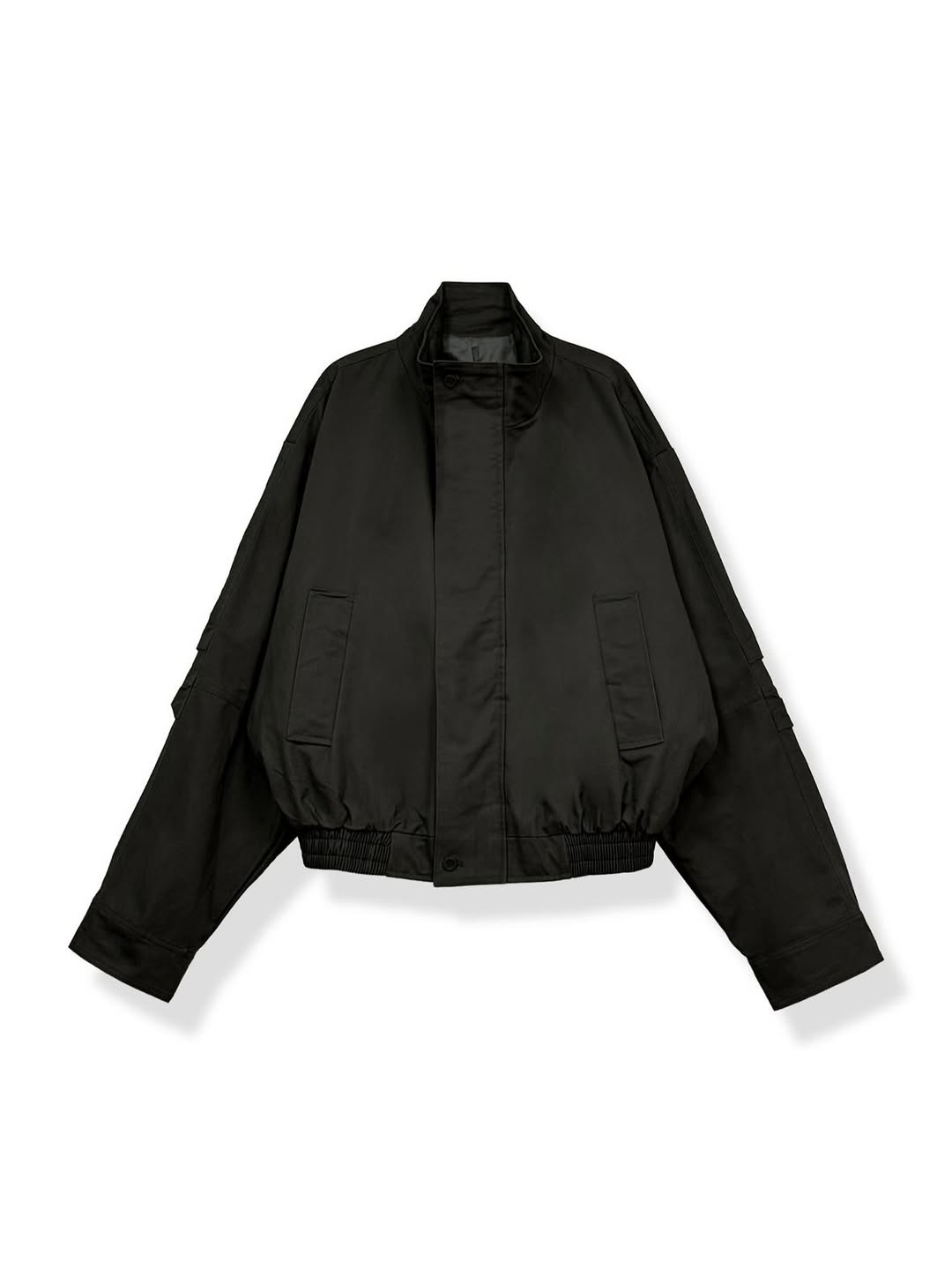 Blouson in twill di cotone con zip e collo alto