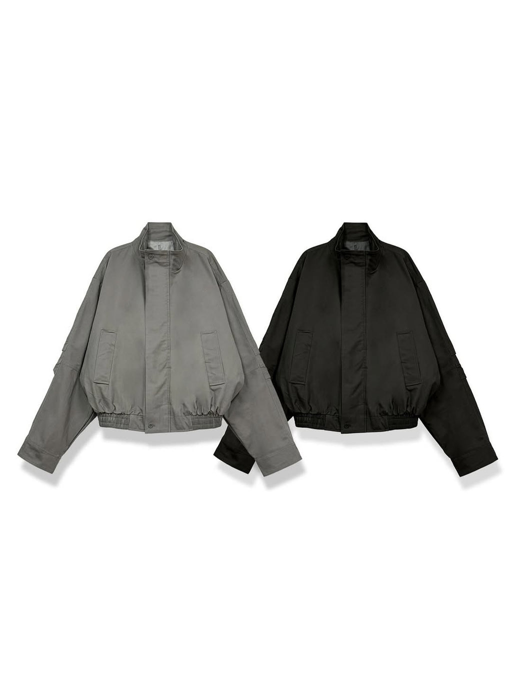 Blouson in twill di cotone con zip e collo alto