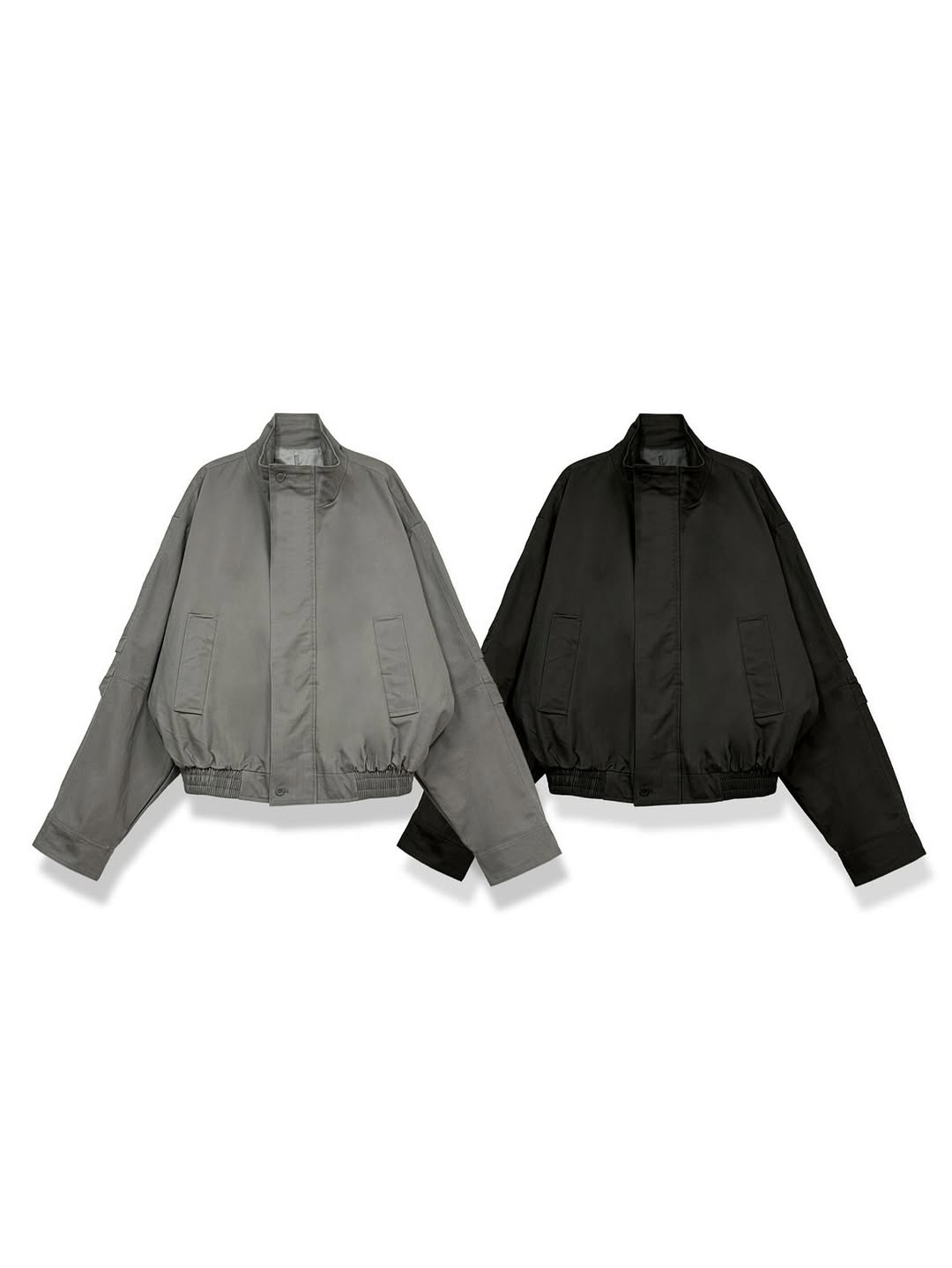 Blouson in twill di cotone con zip e collo alto