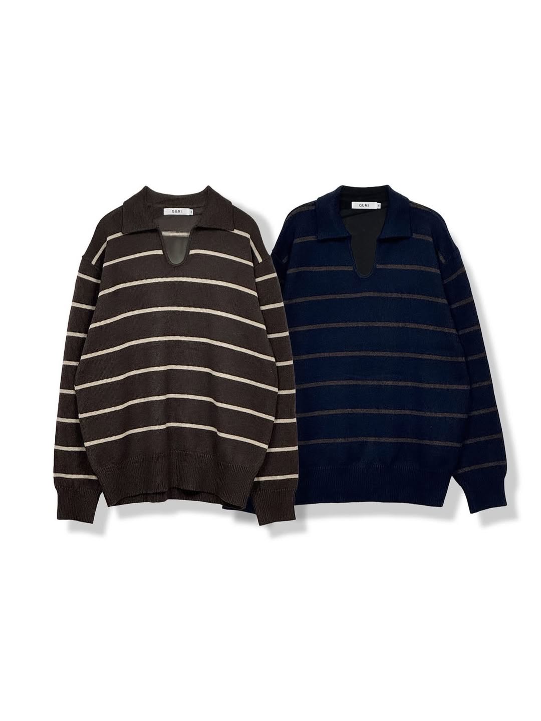 Maglione in maglia a righe di lana con scollo a V