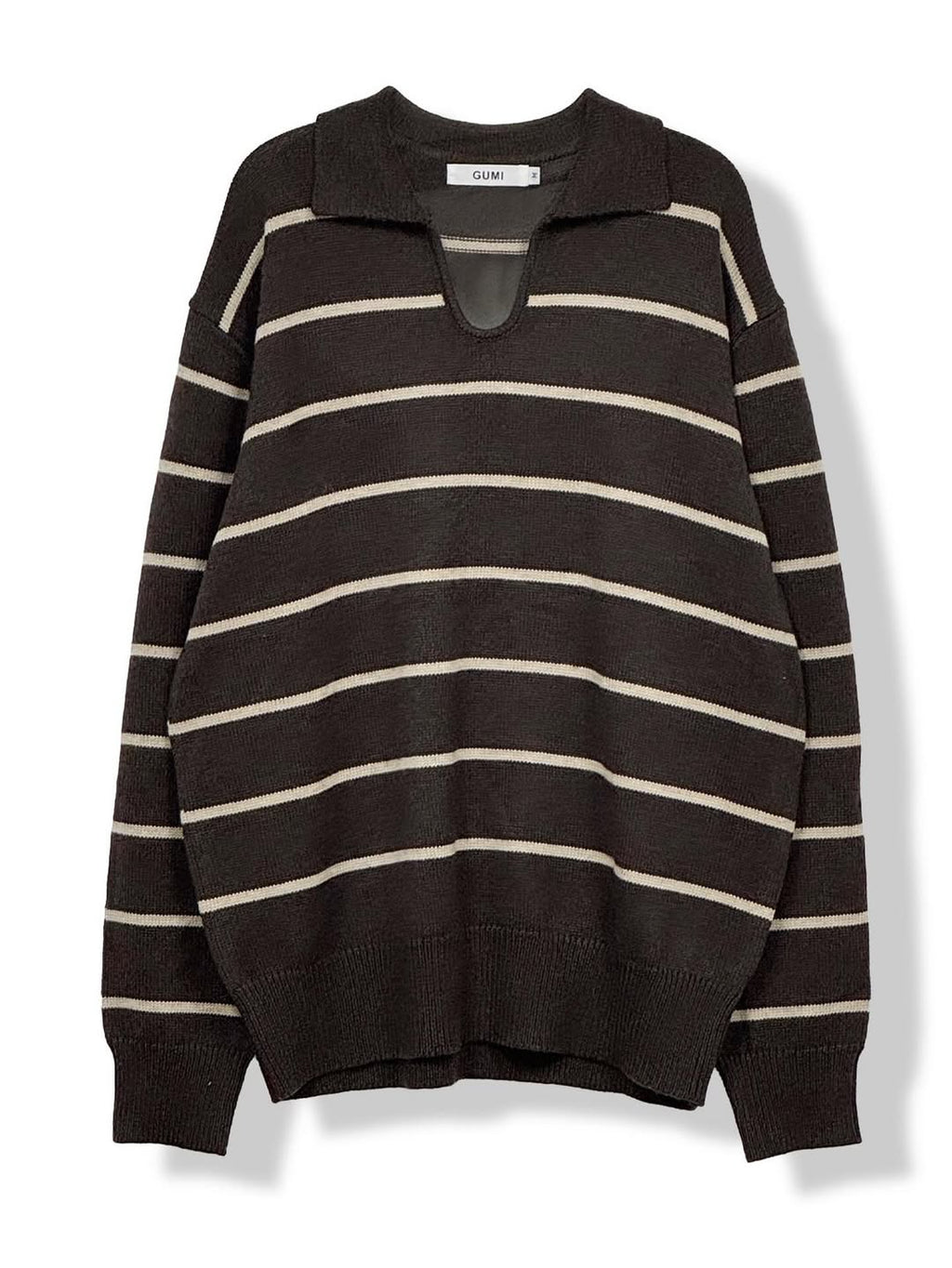 Maglione in maglia a righe di lana con scollo a V